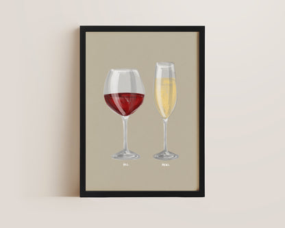 Red Wine & Prosecco Couples Drink Print