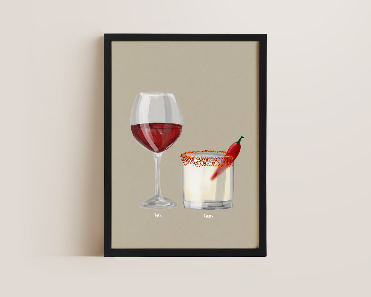 Red Wine & Spicy Margarita Couples Drink Print