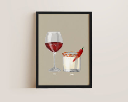 Red Wine & Spicy Margarita Couples Drink Print