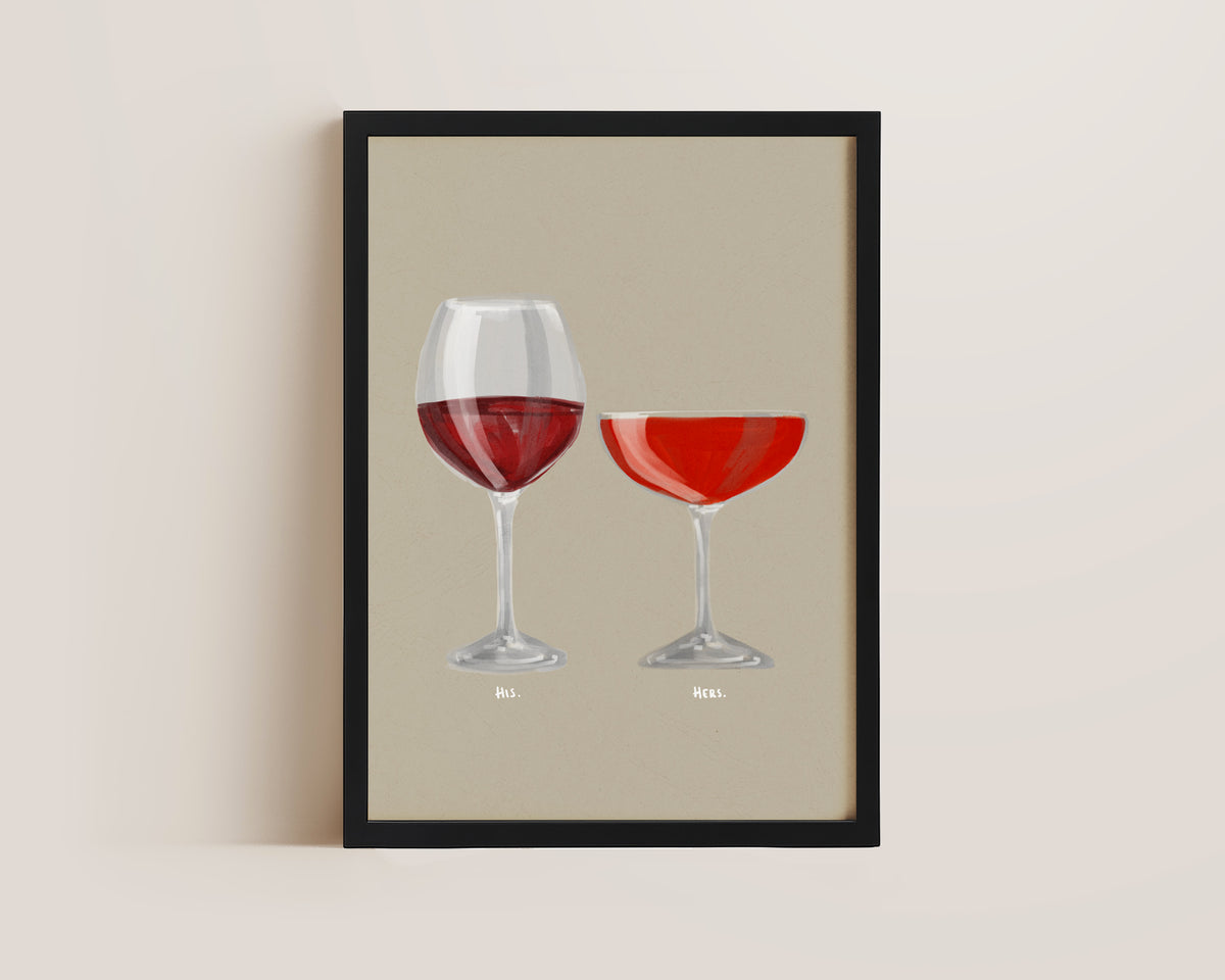 Red Wine & Strawberry Daiquiri Couples Drink Print