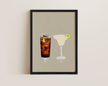 Rum Coke & Margarita Print