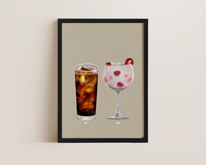 Rum Coke & Pink Gin Print