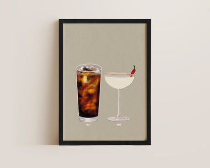 Rum Coke & Spicy Margarita Print