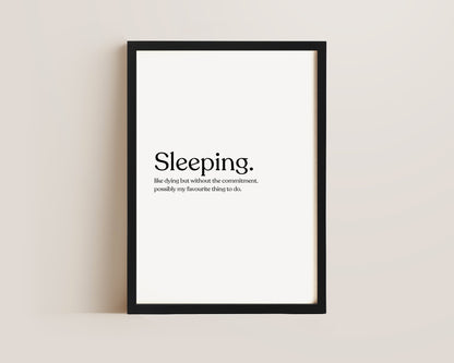 Sleeping Definition Print