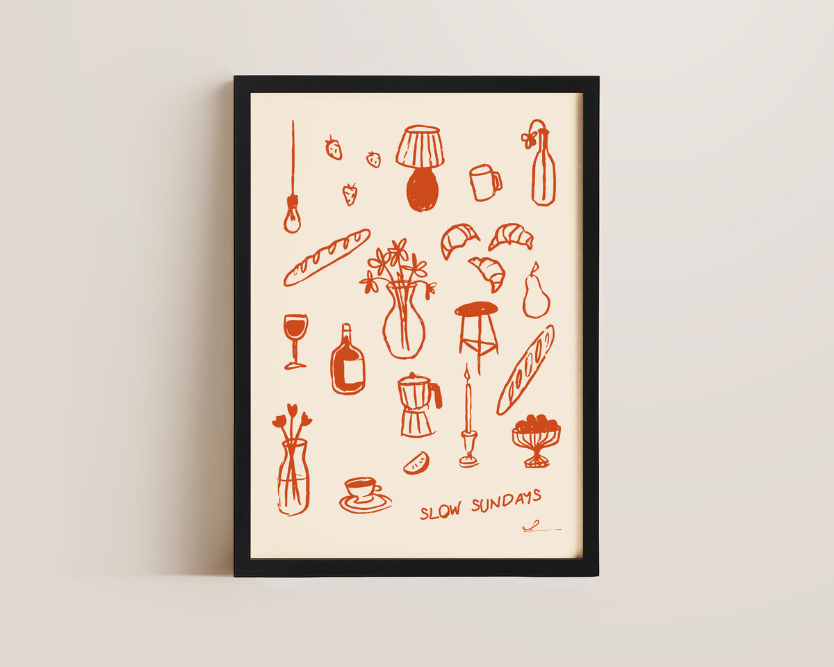 Slow Sundays In Orange Print