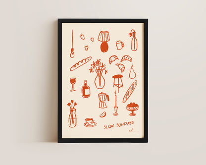Slow Sundays In Orange Print