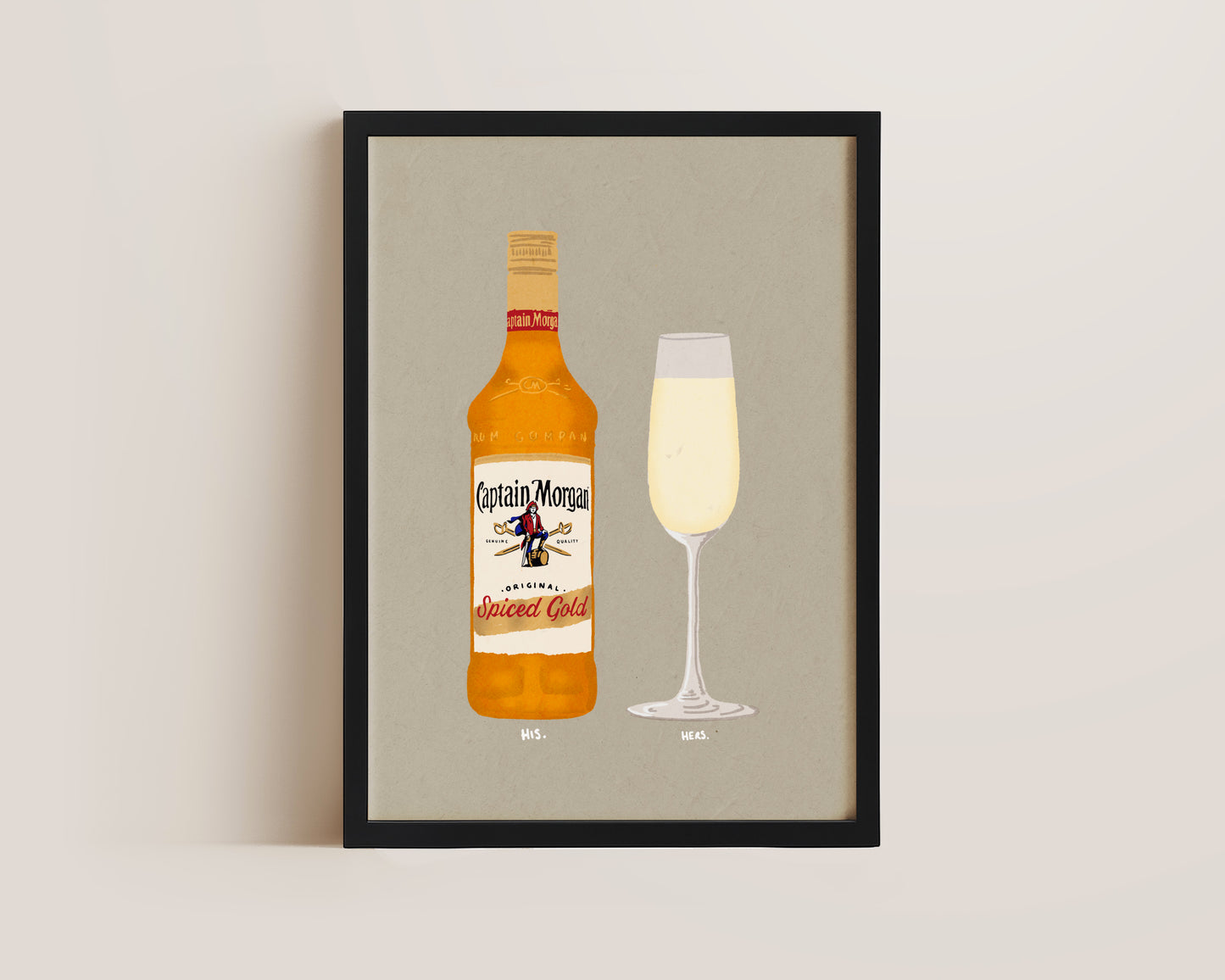 Spiced Rum & Prosecco Glass Print