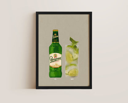 Staropramen Bottle & Mojito Print