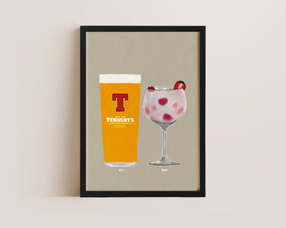 Tennent's & Pink Gin Print