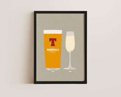 Tennent's & Prosecco Glass Print