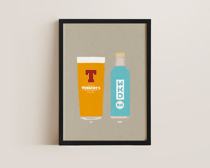 Tennent's & Blue WKD Print