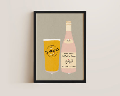 Thatchers & Chicken Wine Print