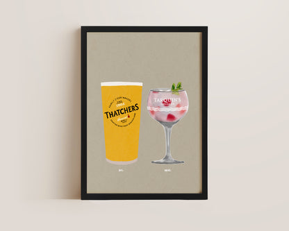Thatchers & Tarquin's Pink Gin Print