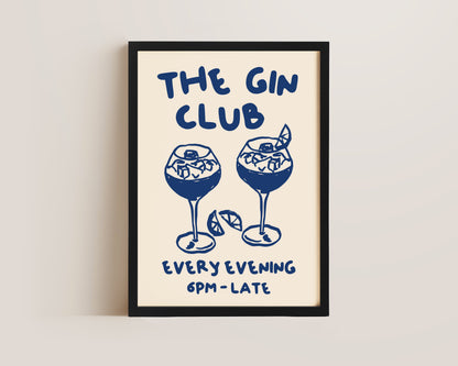 The Gin Club In Blue Print