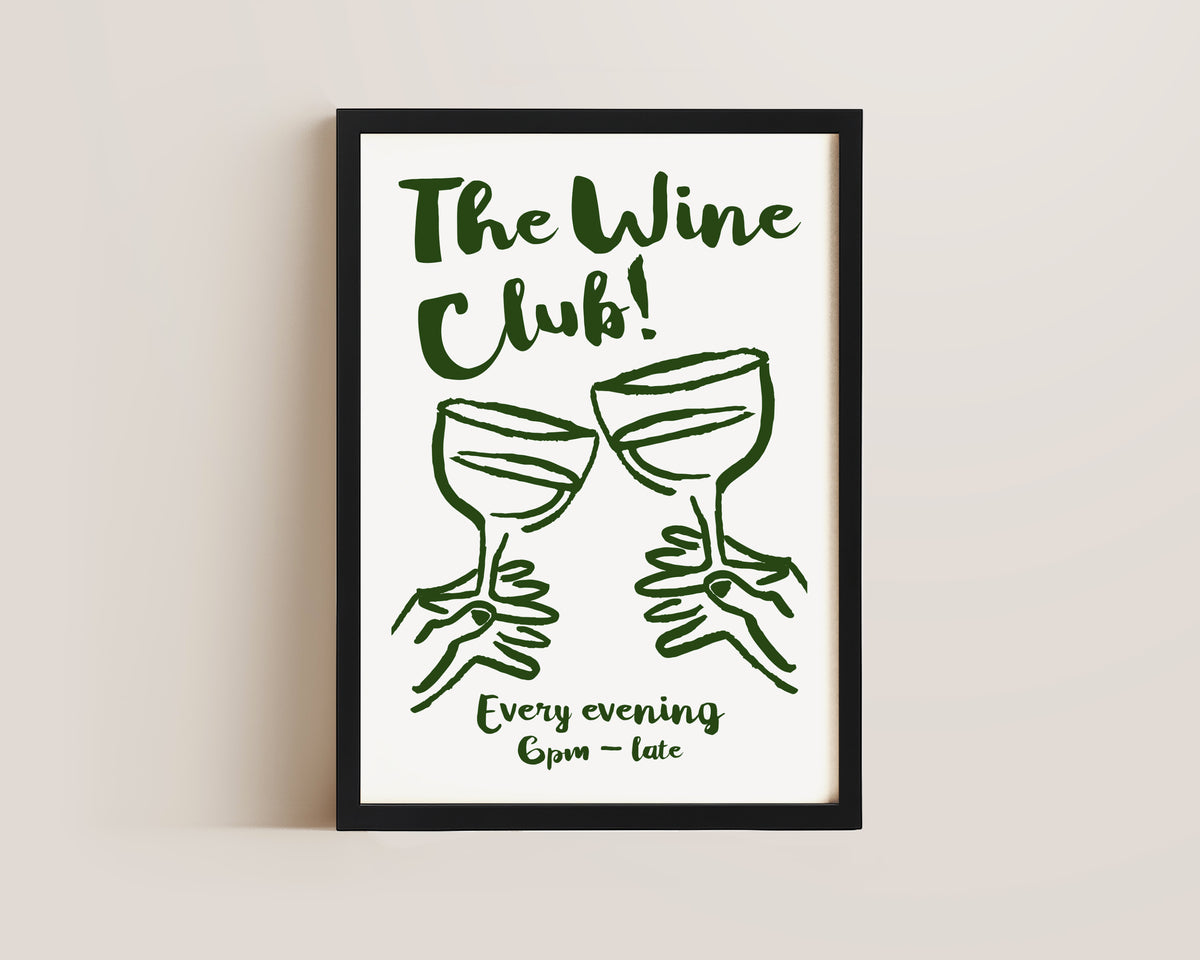 The Wine Club In Green Print
