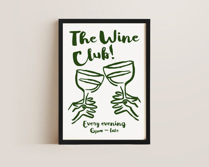 The Wine Club In Green Print