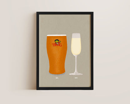Tring Beer & Prosecco Glass Print