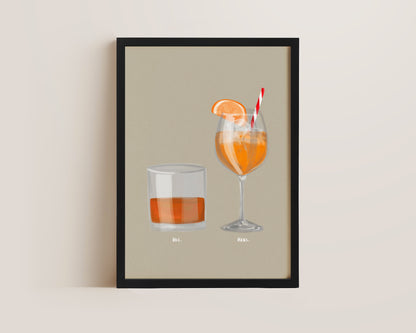 Whisky & Aperol Spritz Couples Drink Print