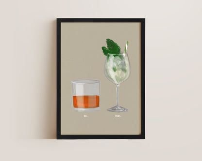 Whisky & Hugo Spritz Couples Drink Print