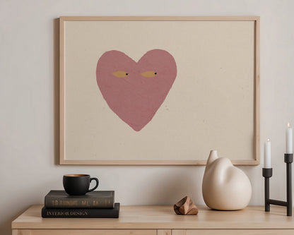 Pink Heart Side Eye Print