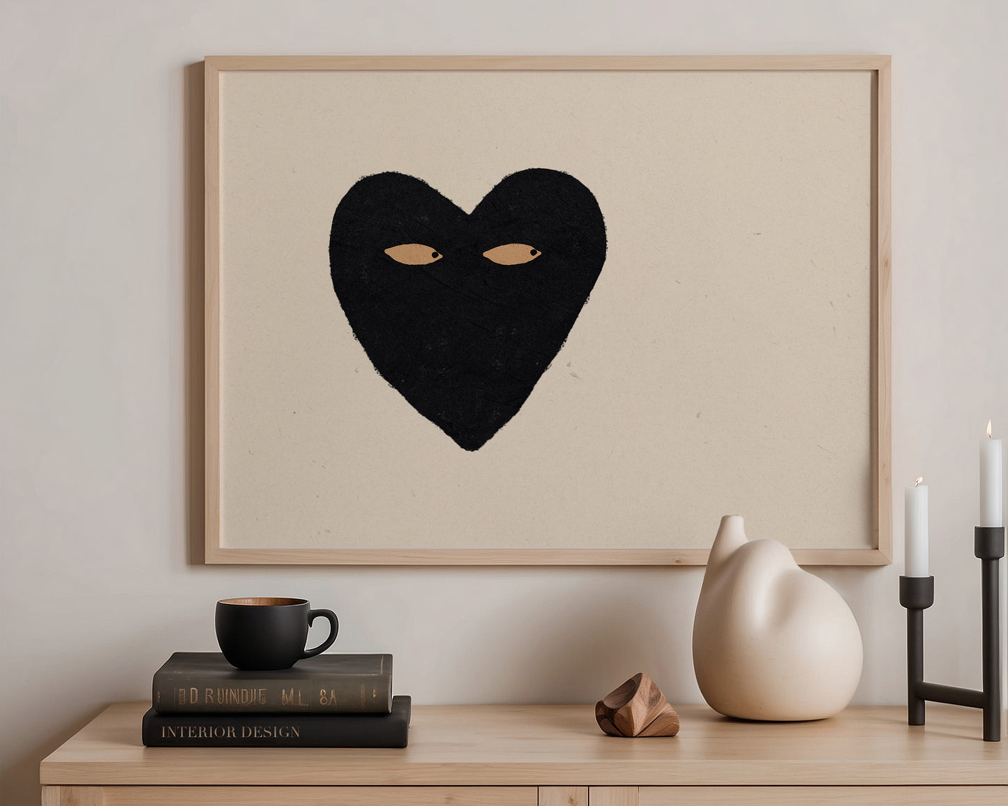 Black Heart Side Eye Print