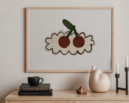 Striped Cherries Print