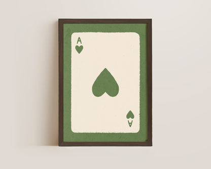 Ace Of Hearts Green Print
