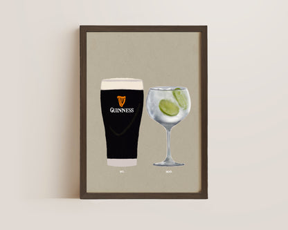 Guinness And Gin & Tonic Print