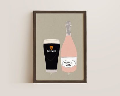 Guinness & Pink Prosecco Print