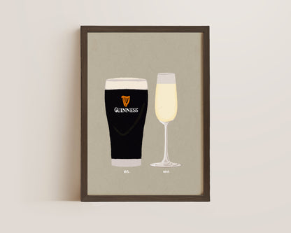 Guinness & Prosecco Glass Print