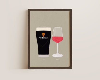 Guinness & Rose Wine Print