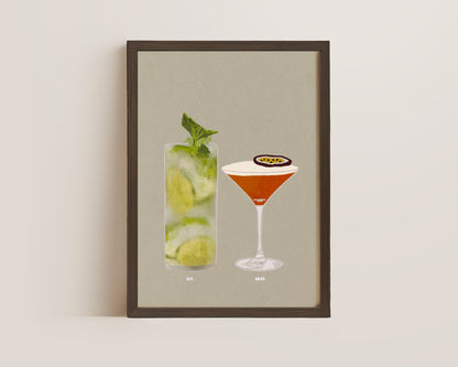Mojito & Pornstar Martini Print