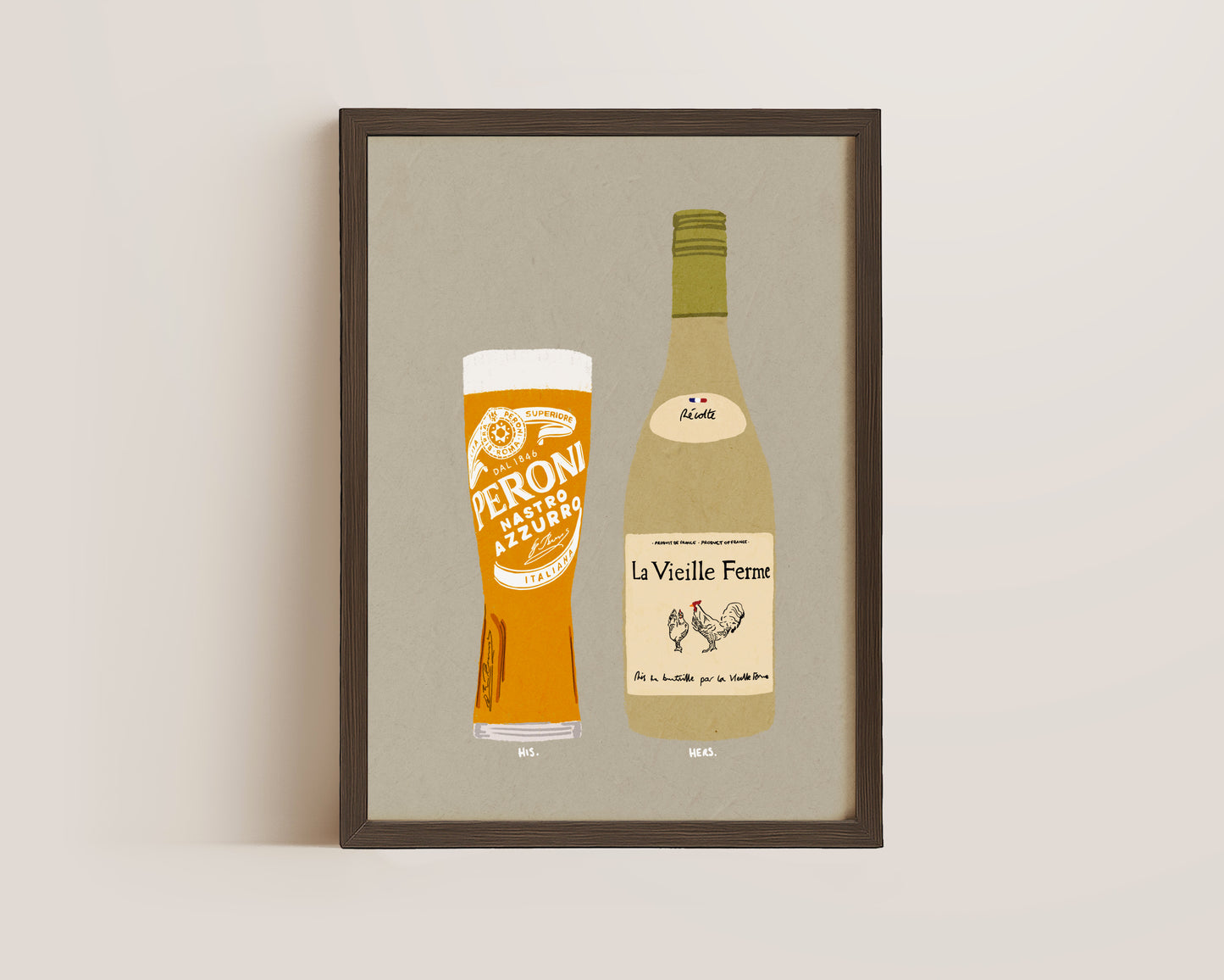 Peroni & White Chicken Wine Print