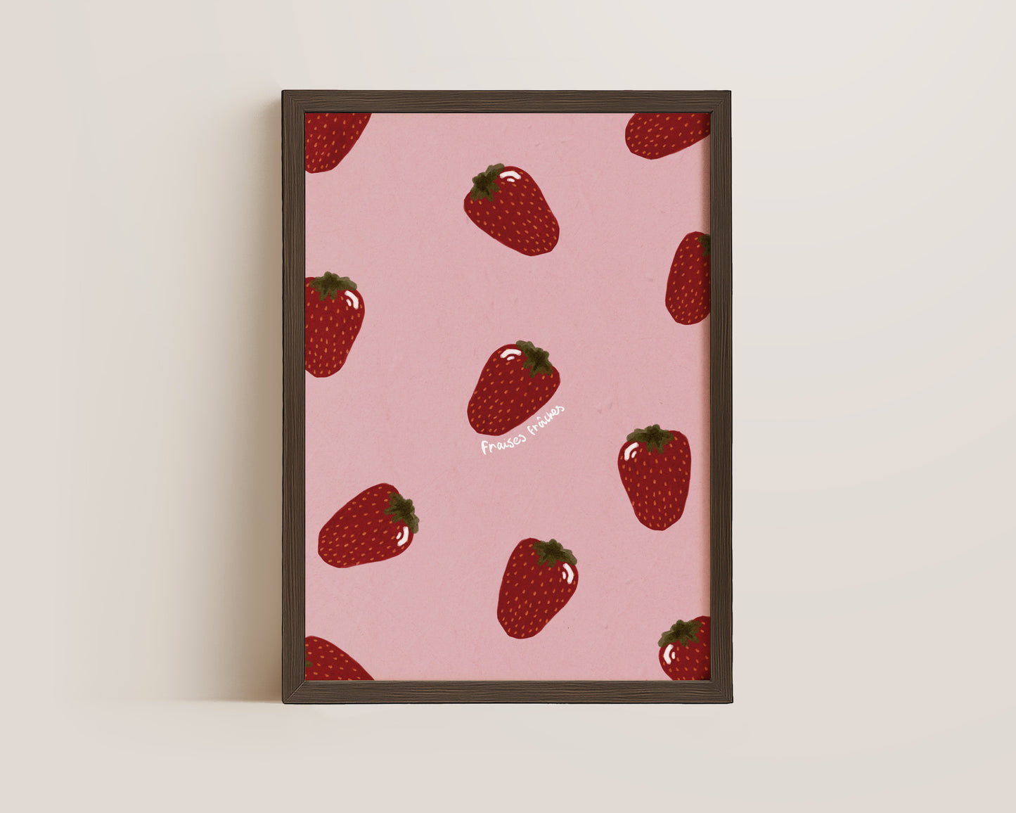 Pink Strawberry Wall Art Print