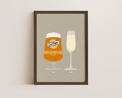 San Miguel & Prosecco Glass Print