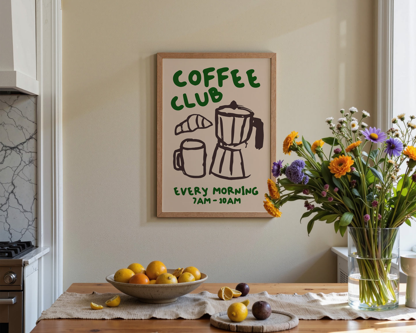 Coffee Club Print In Green