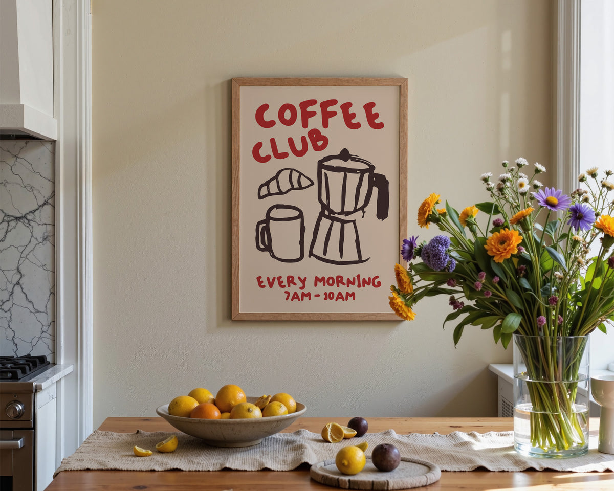 Coffee Club Print In Red