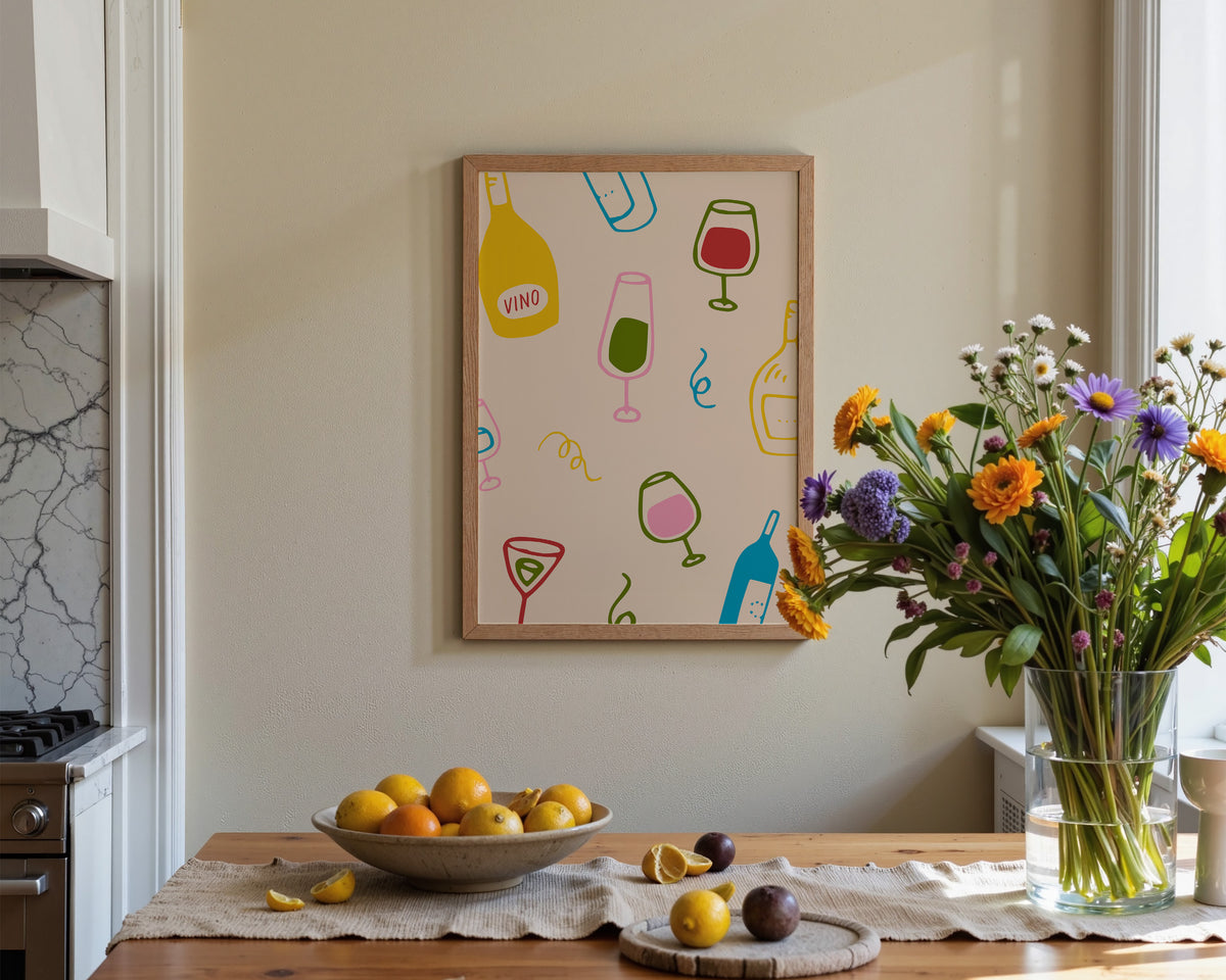 Colourful Wine Glasses Print