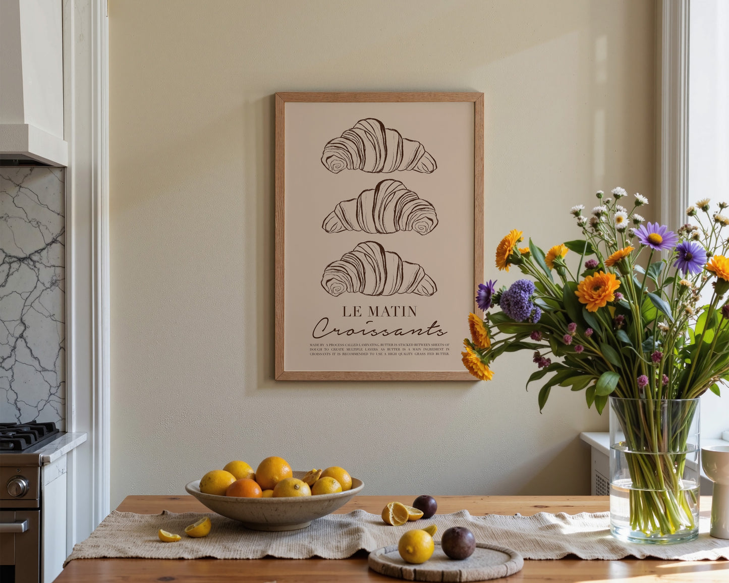 Le Matin Croissant Print In Brown