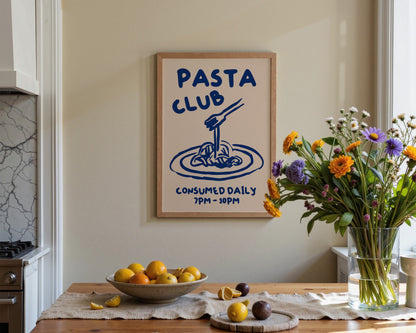 Pasta Club In Blue Print