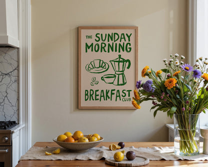Sunday Morning Breakfast Club In Green Print