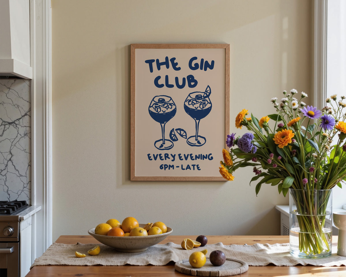 The Gin Club In Blue Print