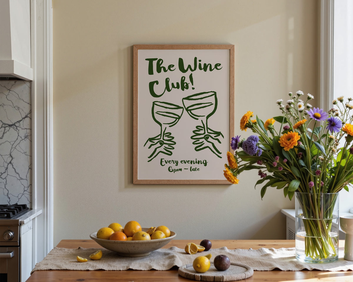The Wine Club In Green Print