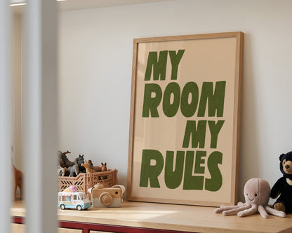 My Room My Rules Green Print