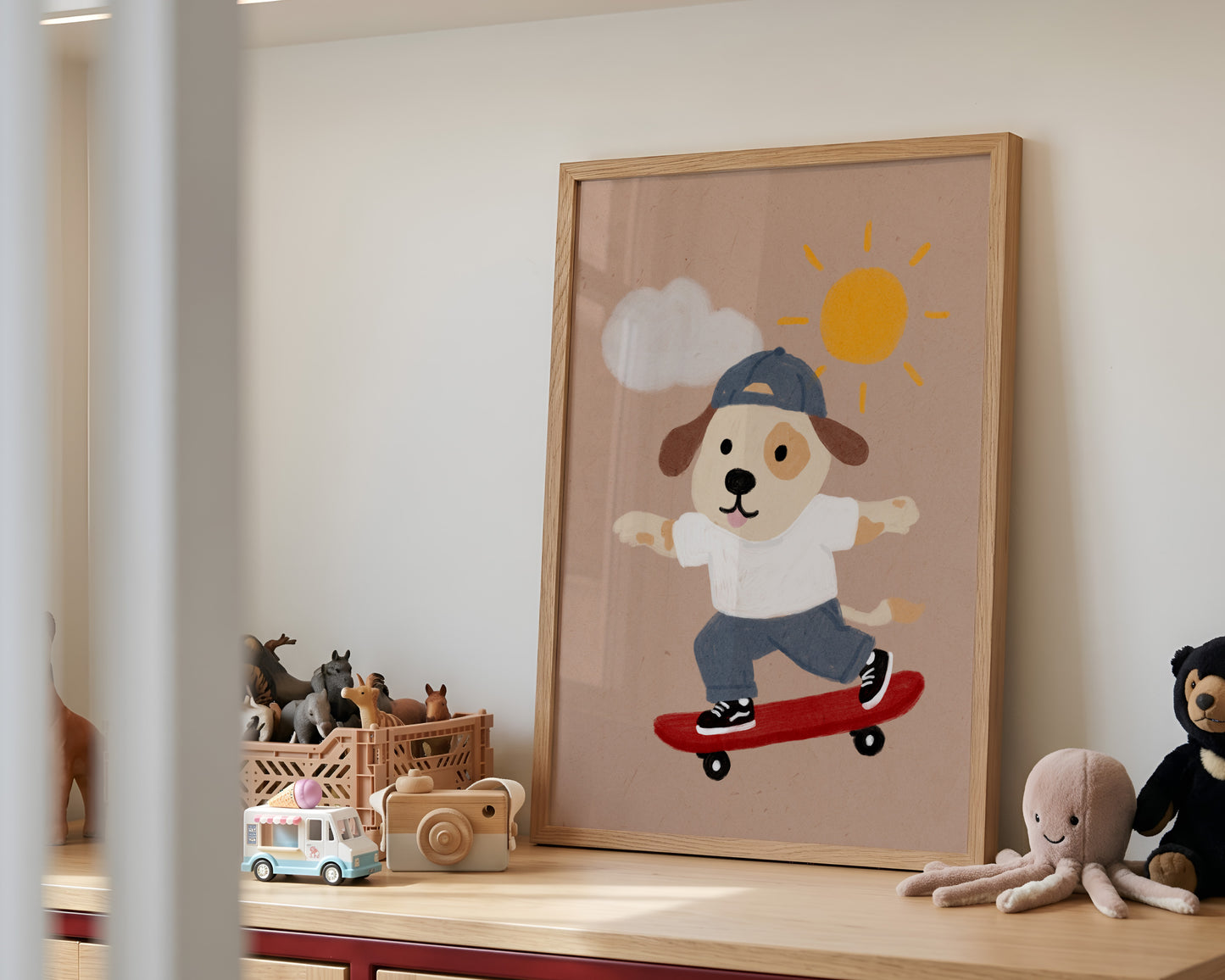 Skateboard Dog Print