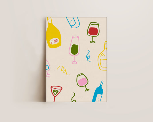 Colourful Wine Glasses Canvas