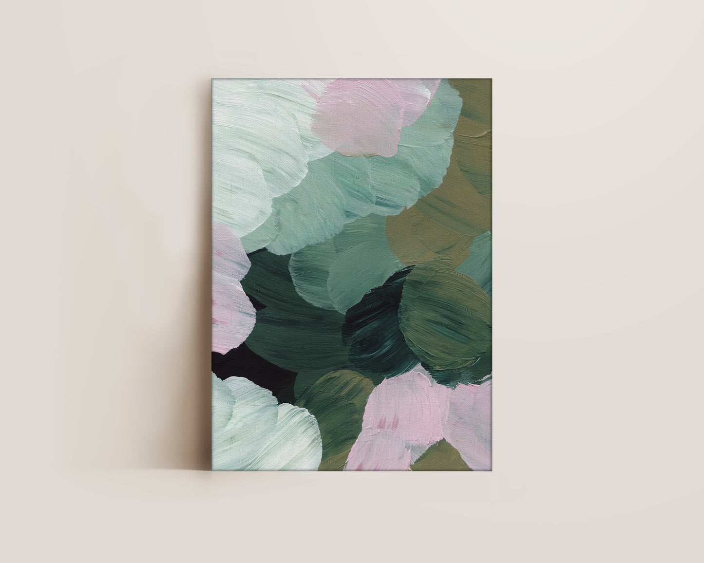 Forest Green & Pink No. 2 Canvas