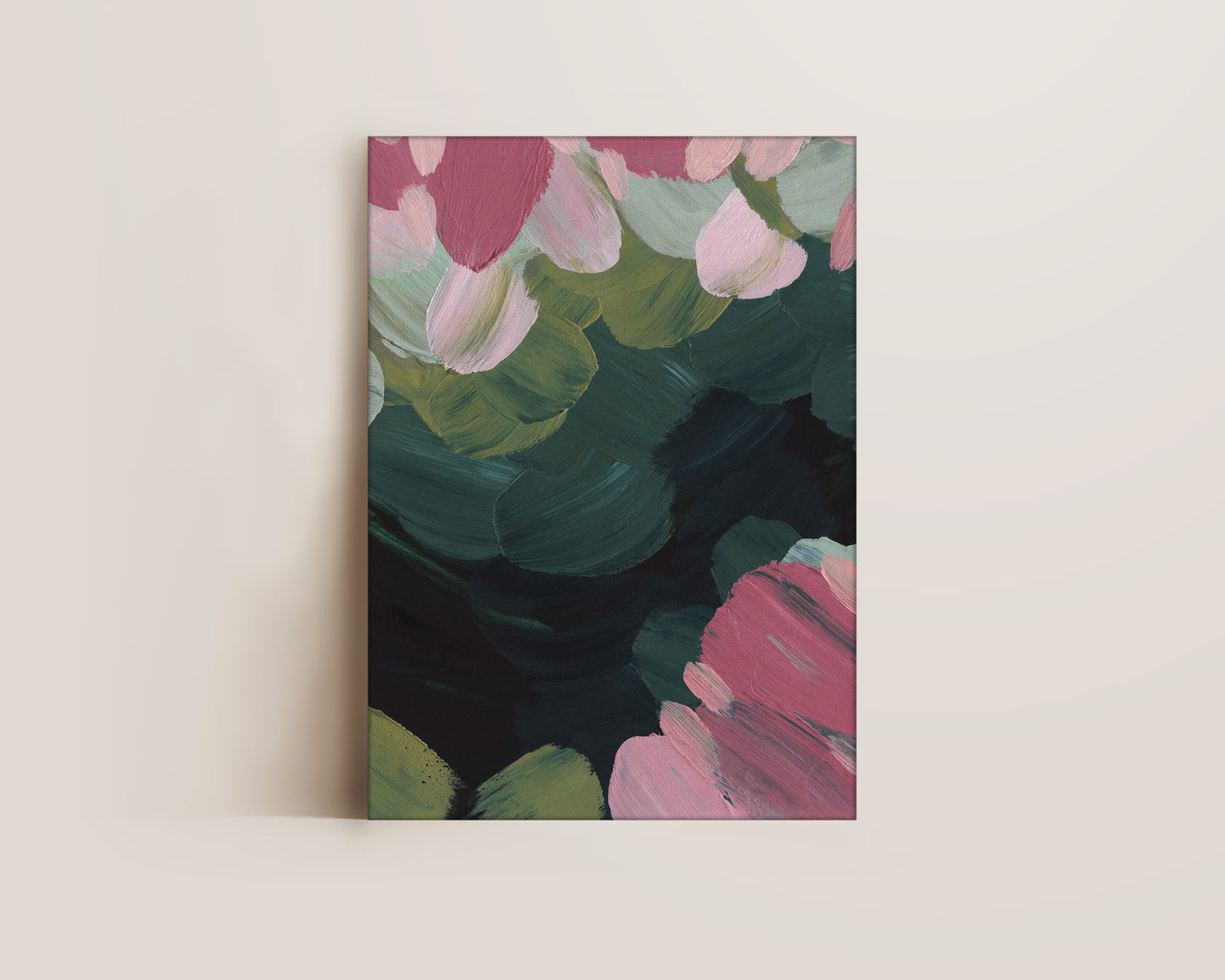 Forest Green & Pink No. 3 Canvas