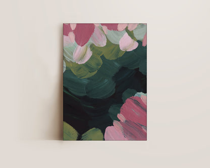 Forest Green & Pink No. 3 Canvas