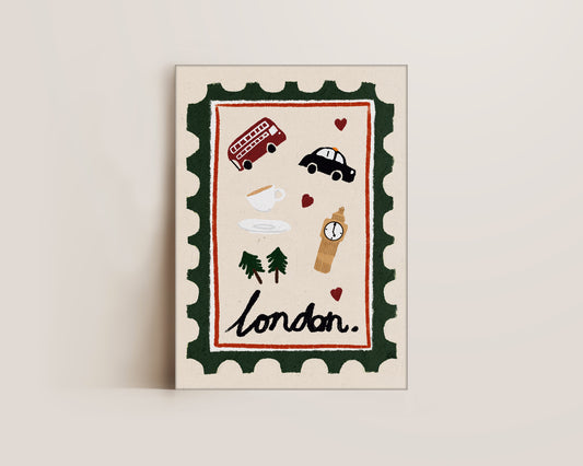 London Postage Stamp Canvas